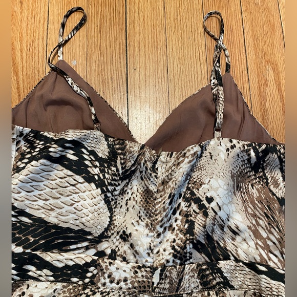 Lush Silk Faux Snakeskin Wide Leg Spaghetti Strap Jumpsuit - Size M - Picture 3 of 4